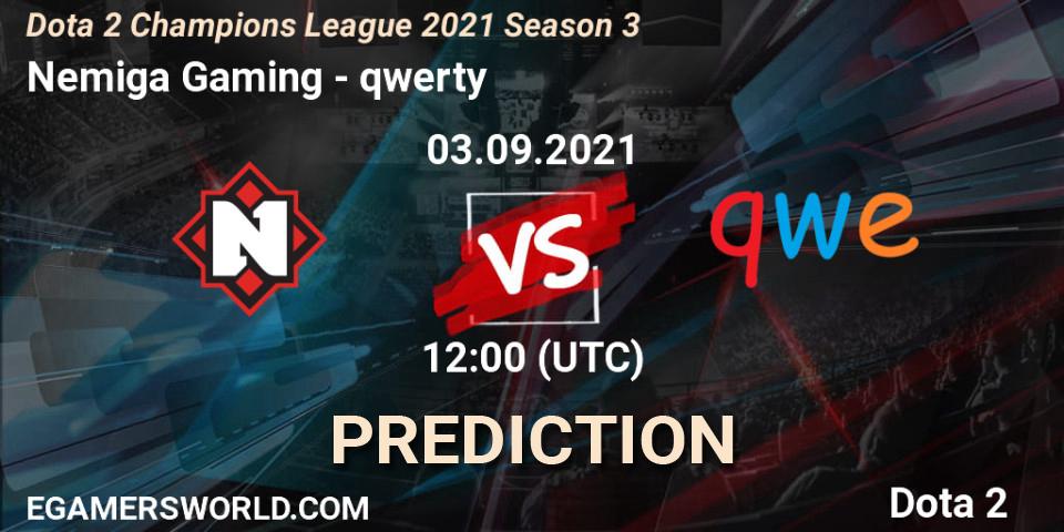 Prognose für das Spiel Nemiga Gaming VS qwerty. 02.09.2021 at 15:01. Dota 2 - Dota 2 Champions League 2021 Season 3