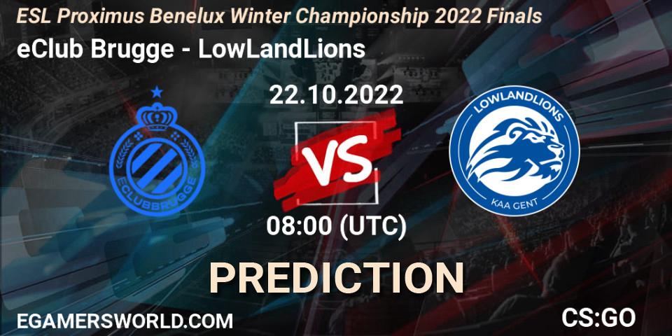 Prognose für das Spiel eClub Brugge VS LowLandLions. 22.10.2022 at 08:00. Counter-Strike (CS2) - ESL Proximus Benelux Winter Championship 2022 Finals