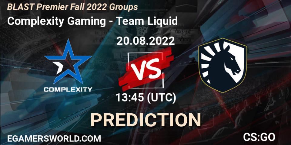 Prognose für das Spiel Complexity Gaming VS Team Liquid. 20.08.22. CS2 (CS:GO) - BLAST Premier Fall 2022 Groups