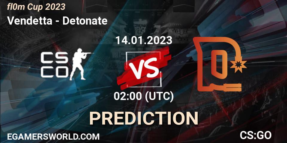 Prognose für das Spiel Vendetta VS Detonate. 14.01.23. CS2 (CS:GO) - fl0m Cup 2023