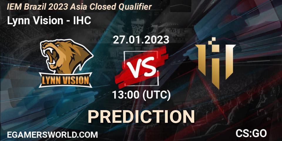 Prognose für das Spiel Lynn Vision VS IHC. 27.01.2023 at 13:00. Counter-Strike (CS2) - IEM Brazil Rio 2023 Asia Closed Qualifier