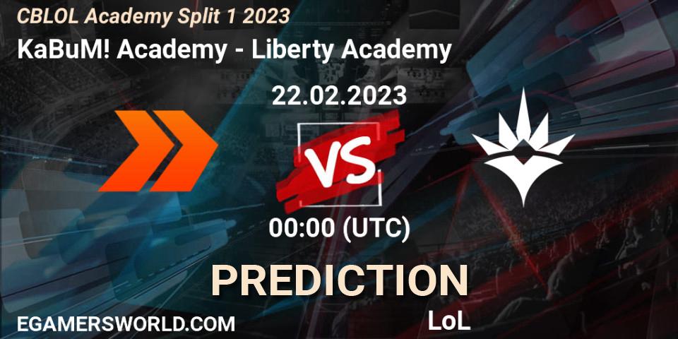 Prognose für das Spiel KaBuM! Academy VS Liberty Academy. 22.02.2023 at 00:00. LoL - CBLOL Academy Split 1 2023