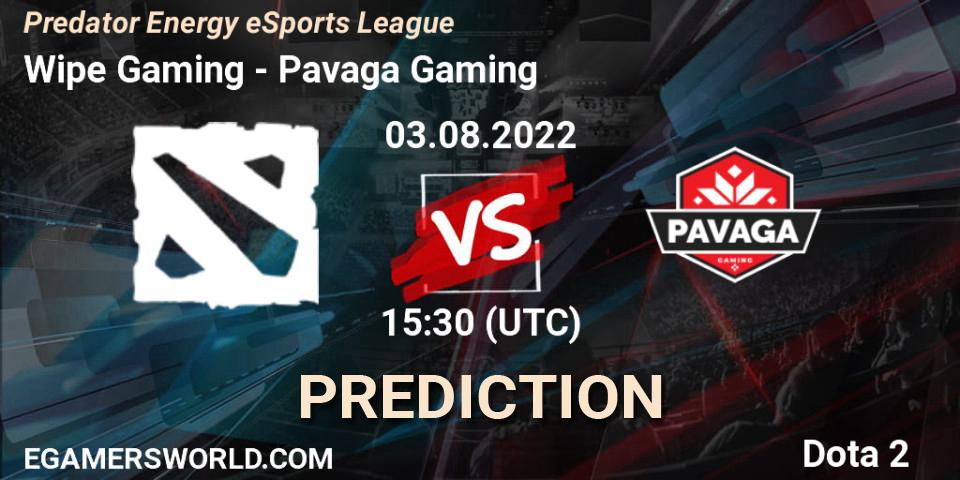 Prognose für das Spiel Wipe Gaming VS Pavaga Gaming. 03.08.22. Dota 2 - Predator Energy eSports League