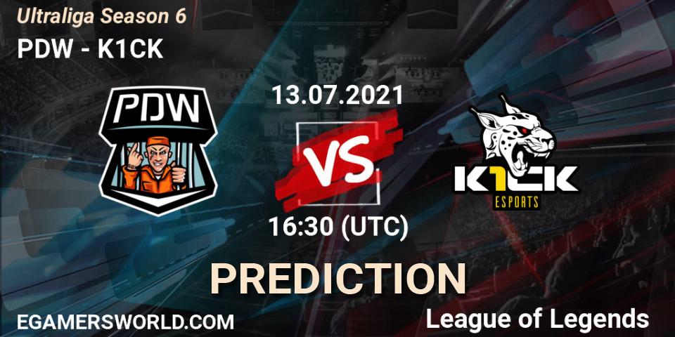 Prognose für das Spiel PDW VS K1CK. 13.07.21. LoL - Ultraliga Season 6