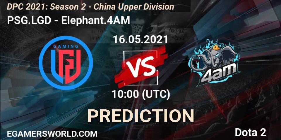 Prognose für das Spiel PSG.LGD VS Elephant.4AM. 16.05.2021 at 09:55. Dota 2 - DPC 2021: Season 2 - China Upper Division