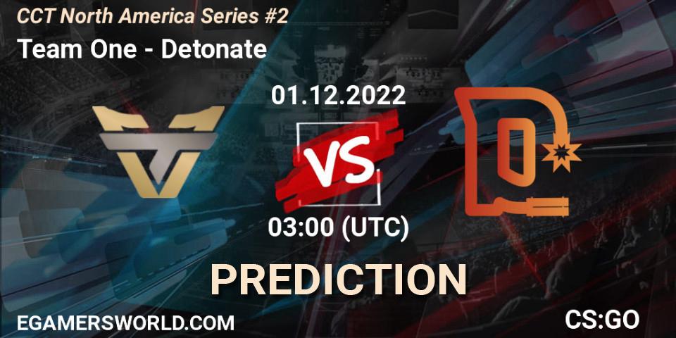 Prognose für das Spiel Team One VS Detonate. 01.12.22. CS2 (CS:GO) - CCT North America Series #2