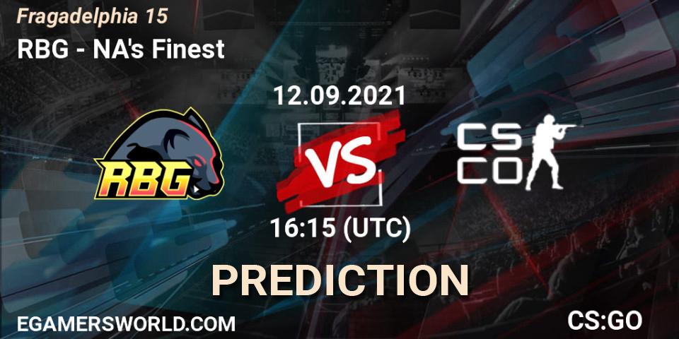 Prognose für das Spiel RBG VS NA's Finest. 12.09.2021 at 16:30. Counter-Strike (CS2) - Fragadelphia 15
