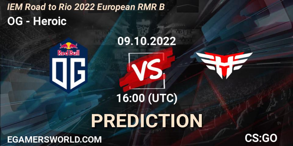 Prognose für das Spiel OG VS Heroic. 09.10.2022 at 17:10. Counter-Strike (CS2) - IEM Road to Rio 2022 European RMR B