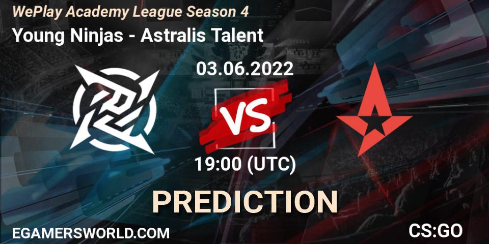 Prognose für das Spiel Young Ninjas VS Astralis Talent. 03.06.22. CS2 (CS:GO) - WePlay Academy League Season 4