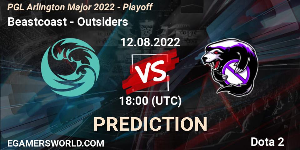 Prognose für das Spiel Beastcoast VS Outsiders. 12.08.2022 at 18:36. Dota 2 - PGL Arlington Major 2022 - Playoff