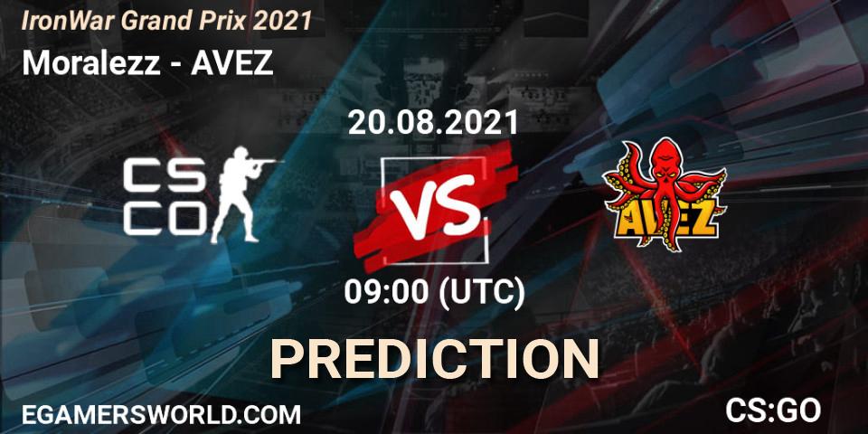 Prognose für das Spiel Moralezz VS AVEZ. 20.08.2021 at 08:05. Counter-Strike (CS2) - IronWar Grand Prix 2021