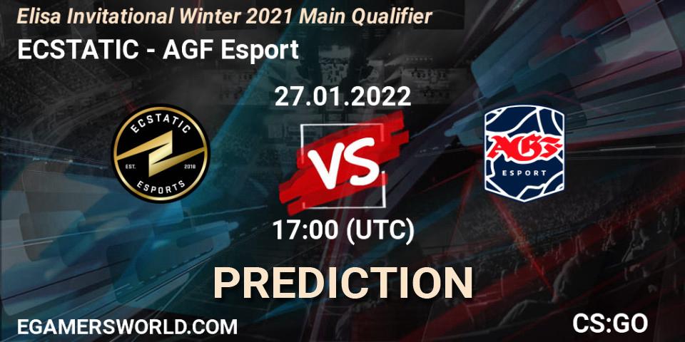 Prognose für das Spiel ECSTATIC VS AGF Esport. 27.01.2022 at 17:00. Counter-Strike (CS2) - Elisa Invitational Winter 2021 Main Qualifier