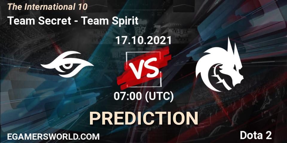 Prognose für das Spiel Team Secret VS Team Spirit. 17.10.21. Dota 2 - The Internationa 2021