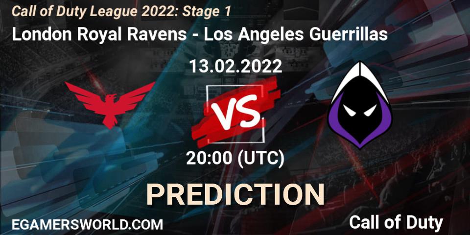 Prognose für das Spiel London Royal Ravens VS Los Angeles Guerrillas. 13.02.22. Call of Duty - Call of Duty League 2022: Stage 1
