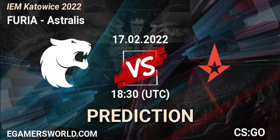 Prognose für das Spiel FURIA VS Astralis. 17.02.2022 at 19:00. Counter-Strike (CS2) - IEM Katowice 2022
