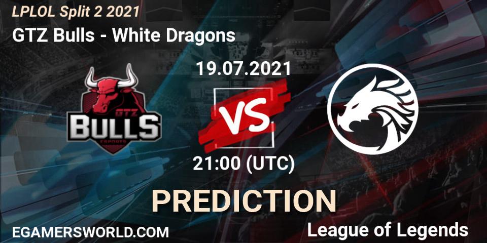 Prognose für das Spiel GTZ Bulls VS White Dragons. 19.07.2021 at 21:10. LoL - LPLOL Split 2 2021