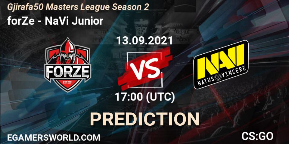 Prognose für das Spiel forZe VS NaVi Junior. 13.09.21. CS2 (CS:GO) - Gjirafa50 Masters League Season 2