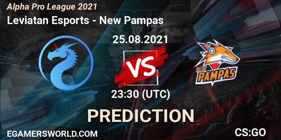 Prognose für das Spiel Leviatan Esports VS New Pampas. 25.08.2021 at 23:30. Counter-Strike (CS2) - Alpha Pro League 2021