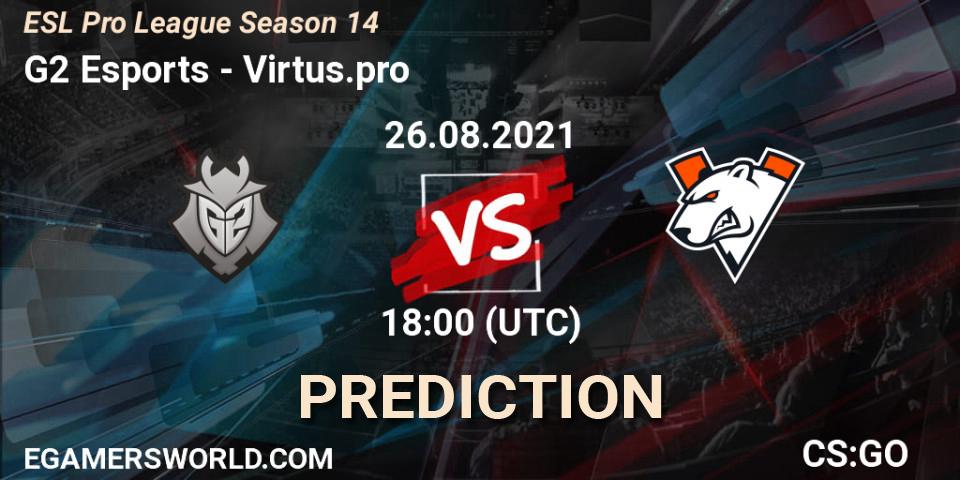 Prognose für das Spiel G2 Esports VS Virtus.pro. 26.08.21. CS2 (CS:GO) - ESL Pro League Season 14