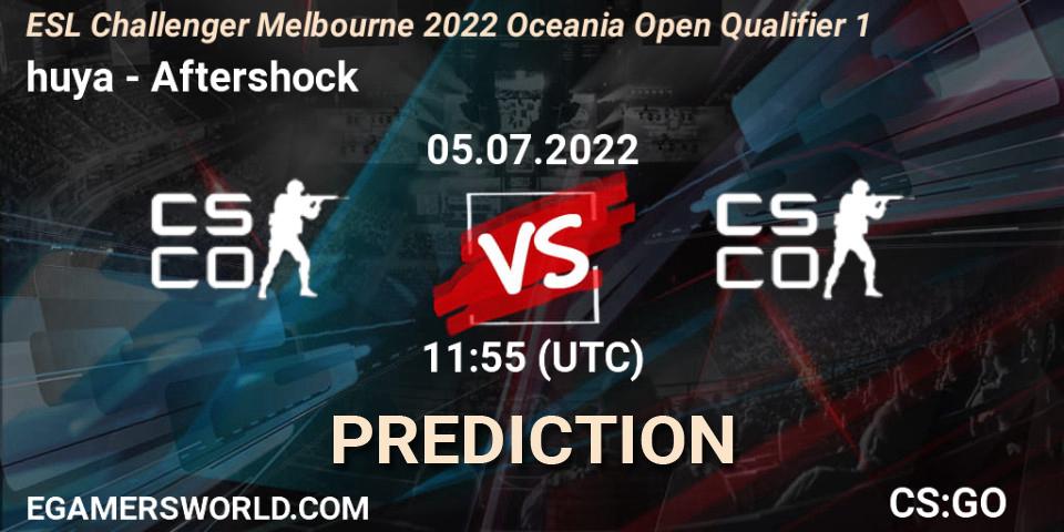 Prognose für das Spiel huya VS Aftershock. 05.07.22. CS2 (CS:GO) - ESL Challenger Melbourne 2022 Oceania Open Qualifier 1