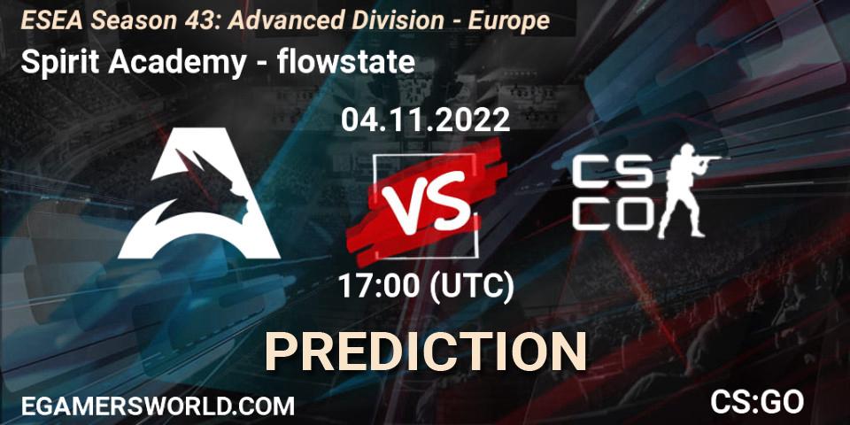 Prognose für das Spiel Spirit Academy VS flowstate. 04.11.22. CS2 (CS:GO) - ESEA Season 43: Advanced Division - Europe