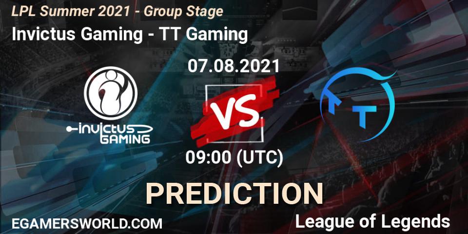 Prognose für das Spiel Invictus Gaming VS TT Gaming. 07.08.2021 at 09:00. LoL - LPL Summer 2021 - Group Stage