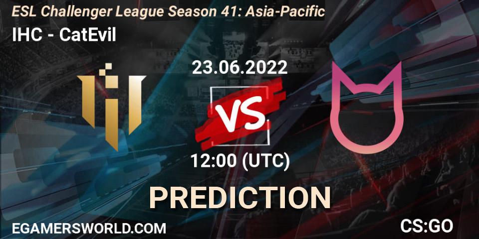 Prognose für das Spiel IHC VS CatEvil. 23.06.2022 at 12:00. Counter-Strike (CS2) - ESL Challenger League Season 41: Asia-Pacific