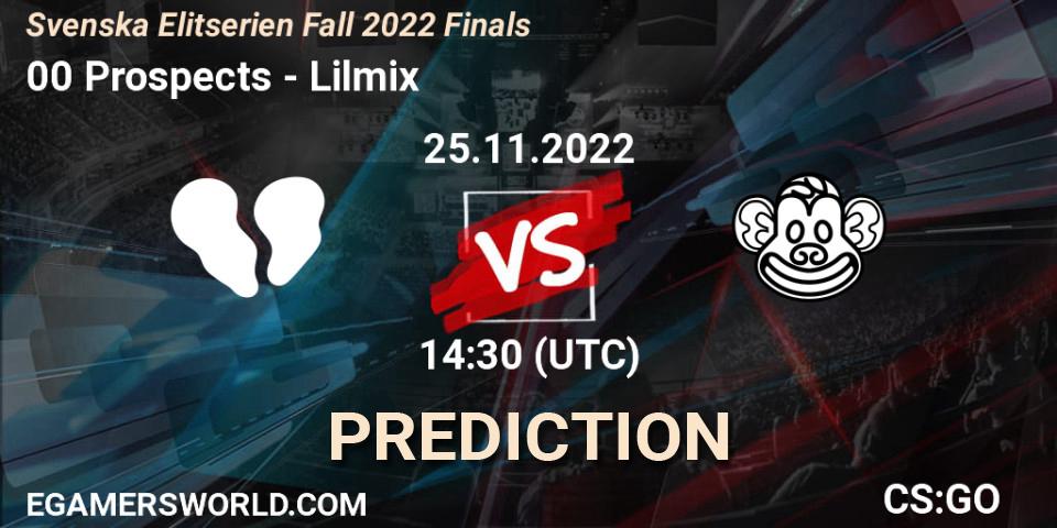 Prognose für das Spiel 00 Prospects VS Lilmix. 25.11.22. CS2 (CS:GO) - Svenska Elitserien Fall 2022
