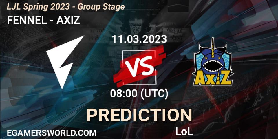 Prognose für das Spiel FENNEL VS AXIZ. 11.03.23. LoL - LJL Spring 2023 - Group Stage
