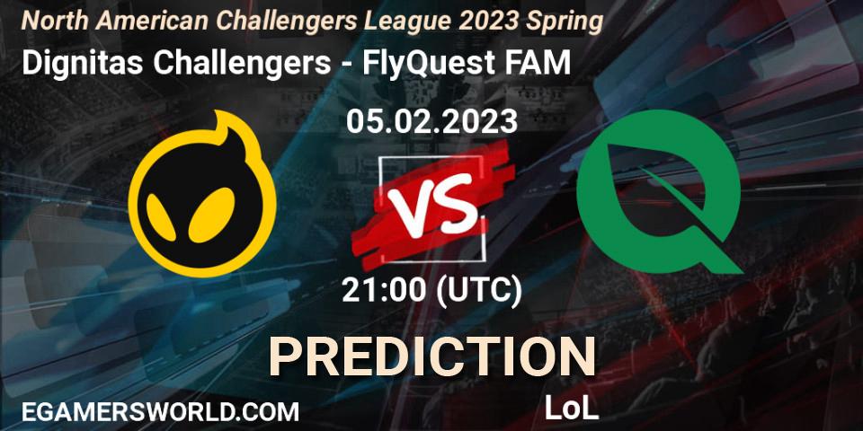 Prognose für das Spiel Dignitas Challengers VS FlyQuest FAM. 05.02.23. LoL - NACL 2023 Spring - Group Stage