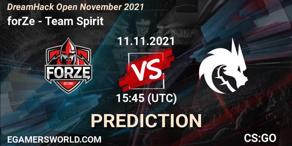 Prognose für das Spiel forZe VS Team Spirit. 11.11.21. CS2 (CS:GO) - DreamHack Open November 2021