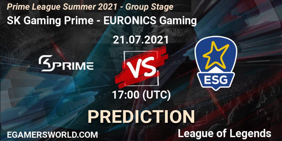 Prognose für das Spiel SK Gaming Prime VS EURONICS Gaming. 21.07.21. LoL - Prime League Summer 2021 - Group Stage