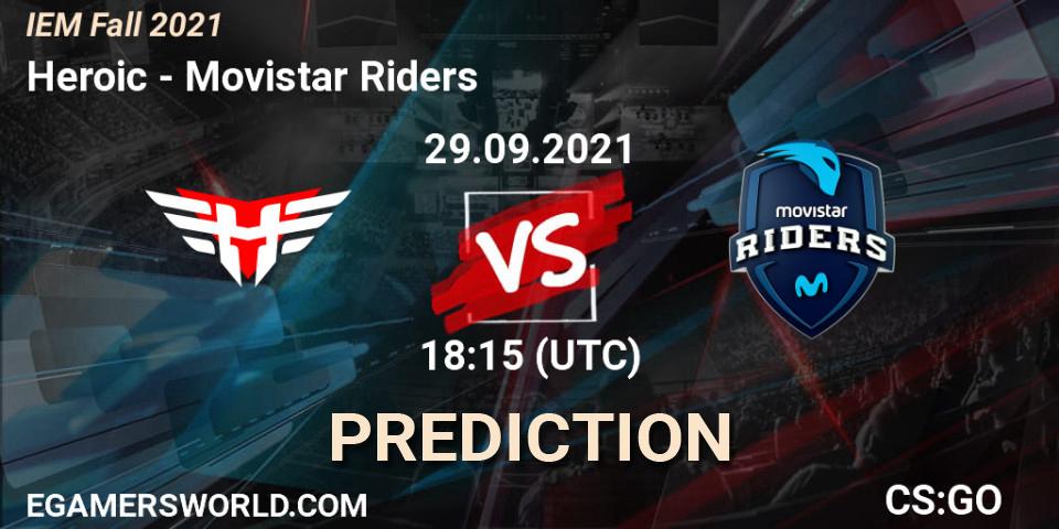 Prognose für das Spiel Heroic VS Movistar Riders. 29.09.2021 at 19:00. Counter-Strike (CS2) - IEM Fall 2021: Europe RMR