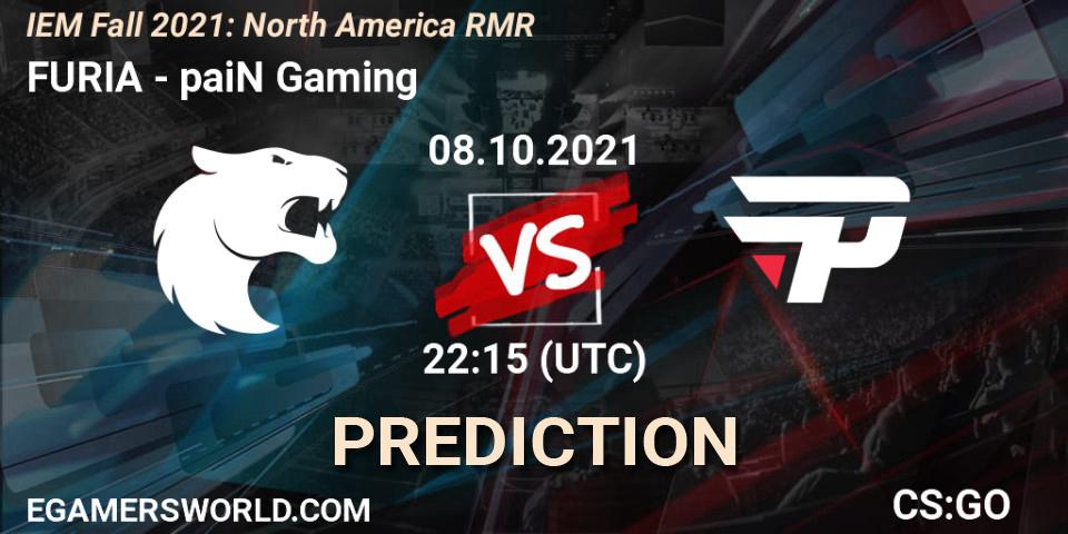 Prognose für das Spiel FURIA VS paiN Gaming. 09.10.2021 at 00:00. Counter-Strike (CS2) - IEM Fall 2021: North America RMR