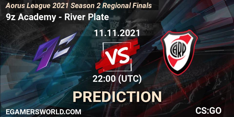 Prognose für das Spiel 9z Academy VS River Plate. 11.11.2021 at 22:00. Counter-Strike (CS2) - Aorus League 2021 Season 2 Regional Finals