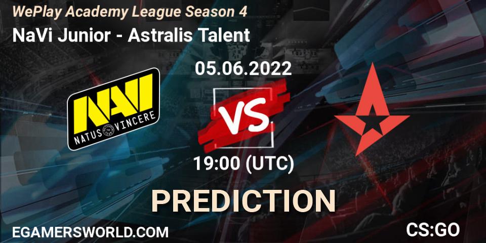 Prognose für das Spiel NaVi Junior VS Astralis Talent. 05.06.2022 at 17:30. Counter-Strike (CS2) - WePlay Academy League Season 4