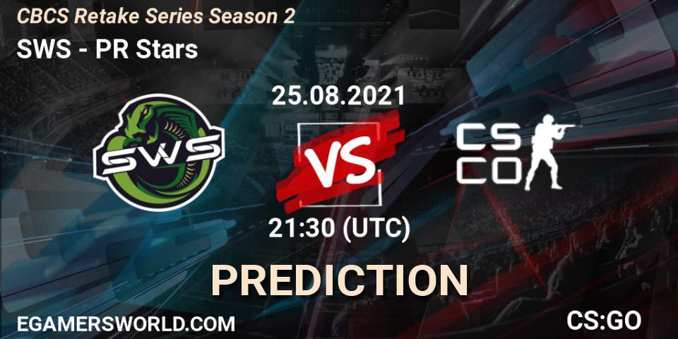 Prognose für das Spiel SWS VS PR Stars. 25.08.2021 at 21:30. Counter-Strike (CS2) - CBCS Retake Series Season 2