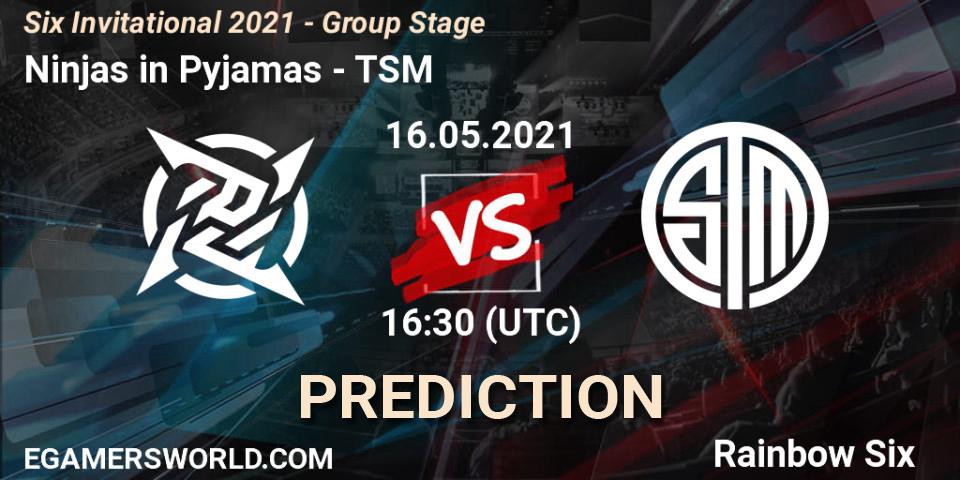 Prognose für das Spiel Ninjas in Pyjamas VS TSM. 16.05.2021 at 16:30. Rainbow Six - Six Invitational 2021 - Group Stage