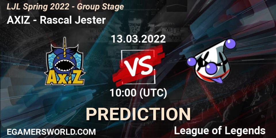 Prognose für das Spiel AXIZ VS Rascal Jester. 13.03.2022 at 10:00. LoL - LJL Spring 2022 - Group Stage