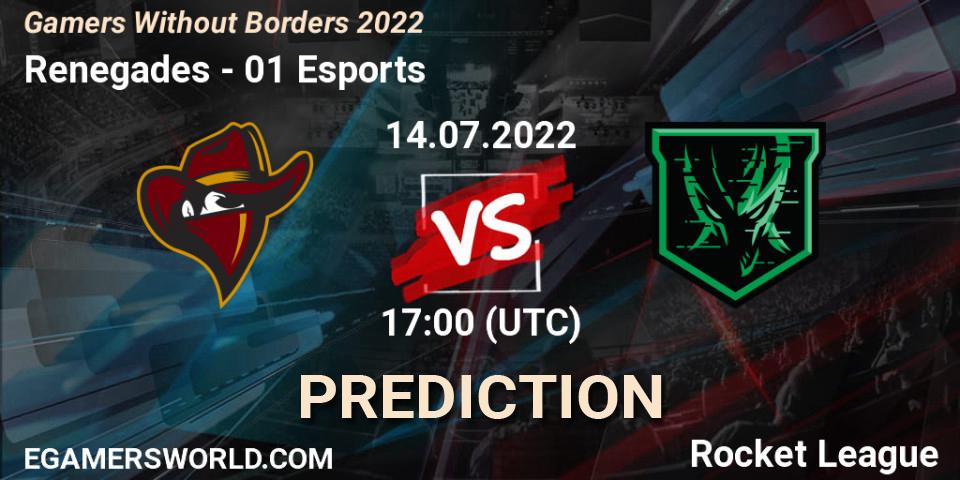 Prognose für das Spiel Renegades VS 01 Esports. 14.07.22. Rocket League - Gamers Without Borders 2022