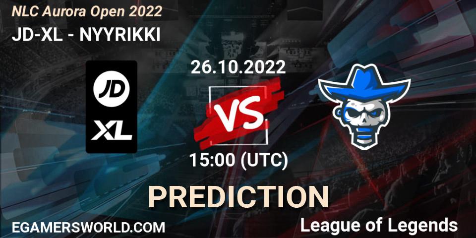 Prognose für das Spiel JD-XL VS NYYRIKKI. 26.10.2022 at 16:00. LoL - NLC Aurora Open 2022