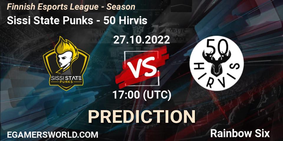 Prognose für das Spiel Sissi State Punks VS 50 Hirvis. 27.10.2022 at 17:00. Rainbow Six - Finnish Esports League - Season 