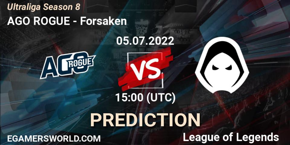 Prognose für das Spiel AGO ROGUE VS Forsaken. 05.07.2022 at 15:00. LoL - Ultraliga Season 8