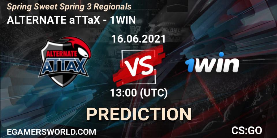 Prognose für das Spiel ALTERNATE aTTaX VS 1WIN. 16.06.21. CS2 (CS:GO) - Spring Sweet Spring 3 Regionals