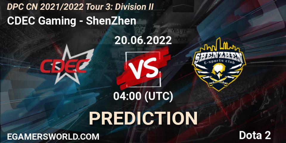 Prognose für das Spiel CDEC Gaming VS ShenZhen. 20.06.22. Dota 2 - DPC CN 2021/2022 Tour 3: Division II
