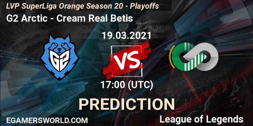 Prognose für das Spiel G2 Arctic VS Cream Real Betis. 20.03.2021 at 17:00. LoL - LVP SuperLiga Orange Season 20 - Playoffs