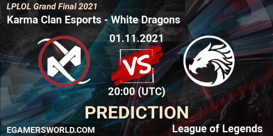Prognose für das Spiel Karma Clan Esports VS White Dragons. 01.11.2021 at 20:00. LoL - LPLOL Grand Final 2021