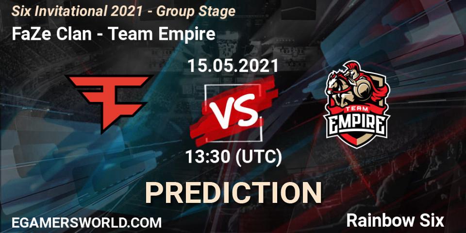 Prognose für das Spiel FaZe Clan VS Team Empire. 15.05.21. Rainbow Six - Six Invitational 2021 - Group Stage