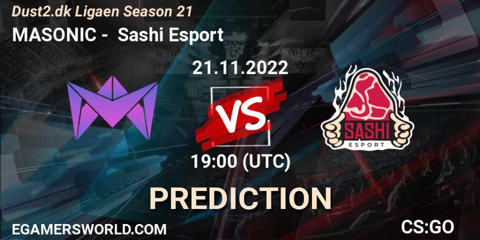 Prognose für das Spiel MASONIC VS Sashi Esport. 21.11.2022 at 19:00. Counter-Strike (CS2) - Dust2.dk Ligaen Season 21
