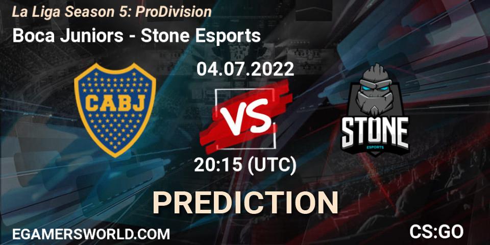 Prognose für das Spiel Boca Juniors VS Stone Esports. 04.07.2022 at 20:15. Counter-Strike (CS2) - La Liga Season 5: Pro Division